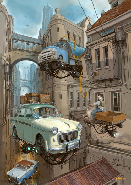 astromech-punk:New World meets the Old by Alejandro Burdisio Post-Combine Earth.