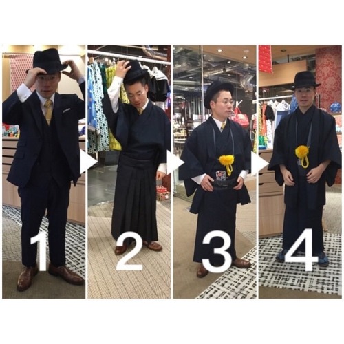 Men style mix, from suit to kimono (seen on):Full western suitShosei style, ie. hakama+kimono worn w