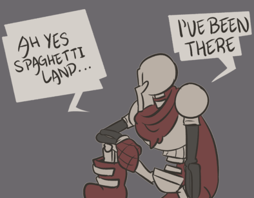 Oh hey it’s Papyrus![image description start! Anon ask reading “Papyrus have you been to spaghetti l