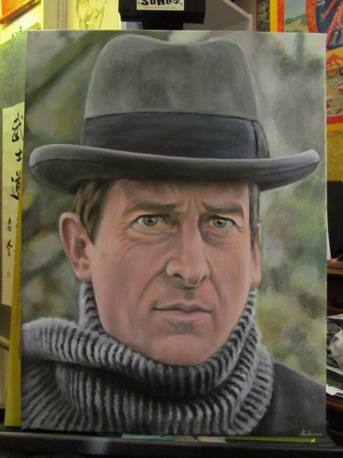 Acrylic painting of Jeremy Brett I finished this past Friday afternoon. “Baskerville”, 1