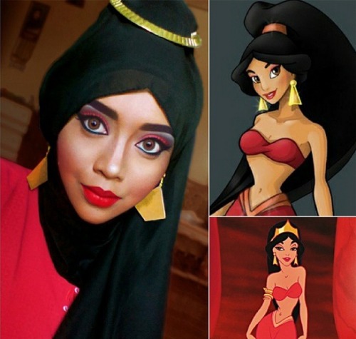 armedandgayngerous: thatsthat24: halihijabi: Hijabi Cosplay: Disney Princesses Cosplayer/Makeup Arti
