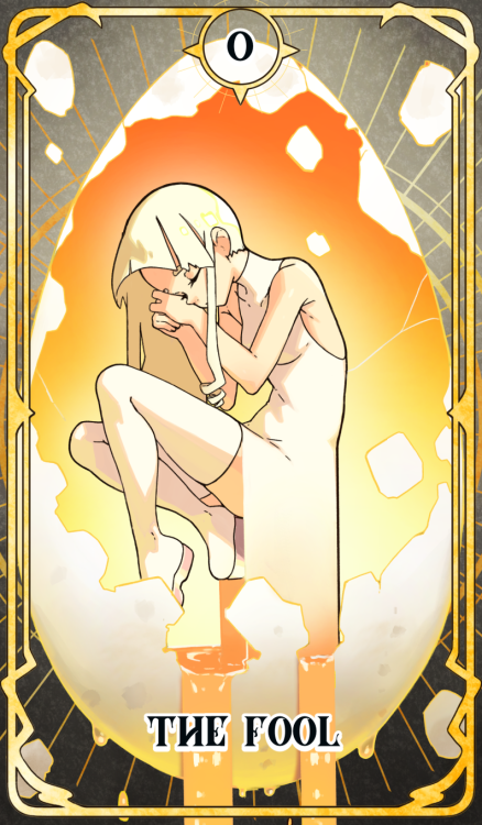 vinsmousseux:  My new personal project for the year is making tarot cards. I think it’ll be very fun to have a complete custom set of cards with my own designs on them. It’d be a real silly goofy thing to break out at parties or something.Of course