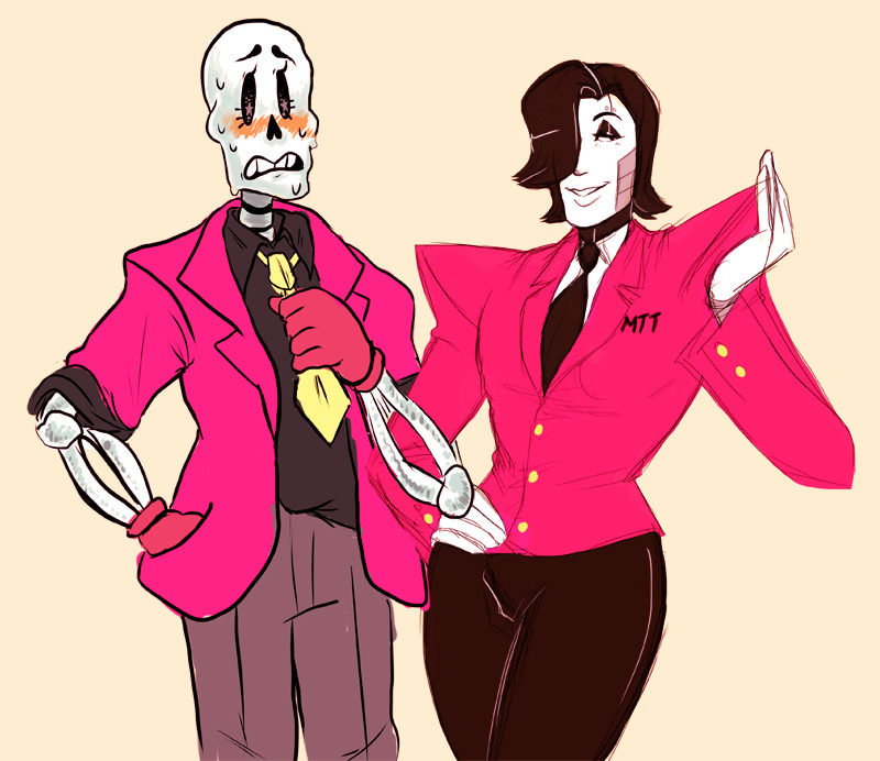 boonini:  cutie collab with my baby @strawberrygaloshe she drew paps and i drew mettaton