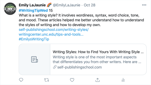 Fourth month of doing WritingTipWed on my Twitter where every Wednesday I post a writing tip! If you