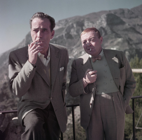 icphoto:Queue the movie stars! Robert Capa on set with Humphrey Bogart and Peter Lorre. &quot;Be