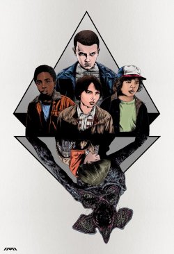 kogaionon:  Stranger Things by  Half-Human       13&quot; x 19&quot;    signed digital print. Available here.       Part of the Blast Off! art show at  Guzu Gallery. 