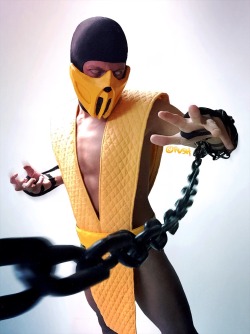 gayeden:  pupamp:  For this month‘s Insert Coin, I’ll be serving up some Fatality realness in my Scorpion gogo costume. If you’re in Seattle you need to make it to the Eagle Saturday!   Now GET OVER HERE and FINISH HIM… err me. 😈❤️ @tylerrushxxx