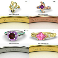 an-angel-with-glass-wings:  hayleyplusone:  mariahsea:  bri-ecrit:  disney-ships:  I designed rings for some of the Disney Females. :) enjoy Customize Rings here: http://www.gemvara.com/Rings/jewelry/b/?cat=Ring&amp;source=create  …these are seriously