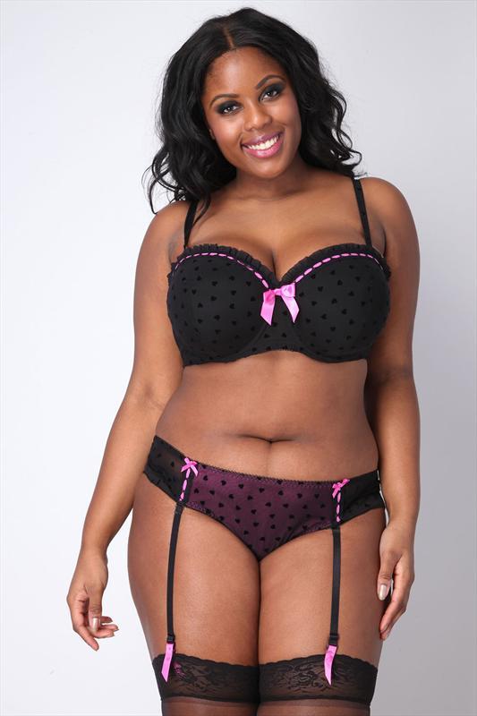 fuck-yeah-fat-fashion:  (via Black And Pink Heart Print Flock Suspender Brief and ?Bra