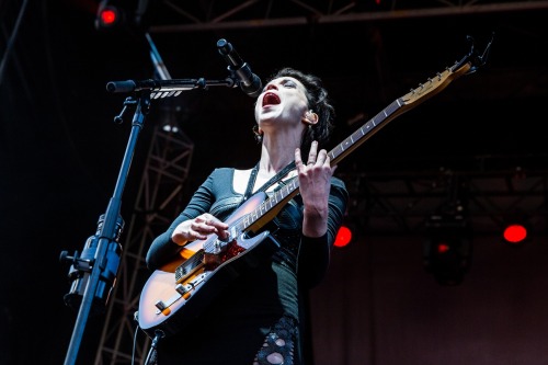 uptightcitizensbrigade:  Anne looking for the bae booty…St. Vincent playing the Boston Calling Music Festival on May 23, 2015.by Timothy Patrick Boyer