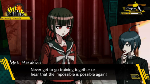 fakedrv3screenshots:Shuichi: Dammit, we’re never gonna find Kaito. Maki: He’s probably lost, and sca