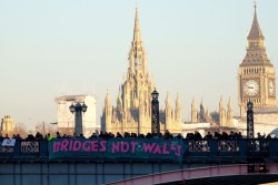 artagainstsociety:  Some of the banners from yesterday protesting the inauguration of the 45th president of the US. These banners hung all over the world, in places like Vauxhall, Waterloo Bridge, Queensboro, and London’s Tower. 