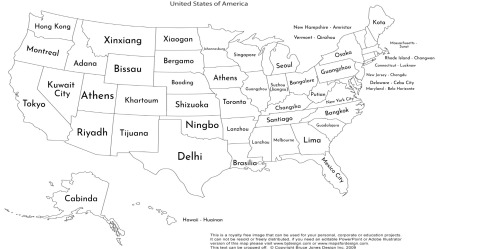 mapsontheweb:  US States Population Compared to World Cities.