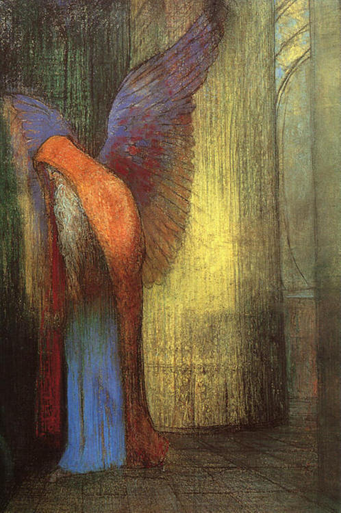 symbolism-art:Winged Old Man with a Long White Beard via Odilon Redon