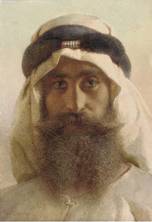 blastedheath:  Carl Haag (British, born Germany, 1820-1915), Hassan Ben Moosa, a bedowee of the Howareen Tribe. Watercolour with scratching out, 14½ x 10¼ in. (37 x 26 cm.)  