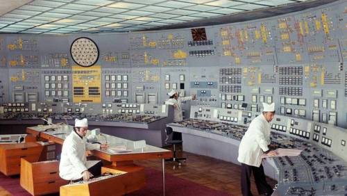 Russian 1960′s power plant control room.
