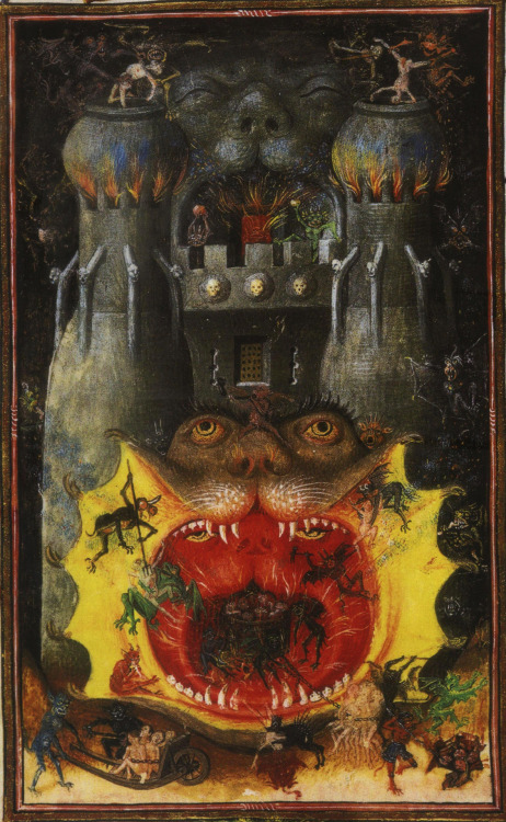 lunasabatica:The Mouth of HellFrom the Book of Hours of Catherine of Cleves, circa 1440.