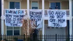 controlledeuphoria:  bootyball-z:  caribbeanheaux:  micdotcom:  Old Dominon fraternity hangs disgusting banner to welcome freshmen girls Even in the best of situations, dropping off a child at college can be a stressful experience. But some students at