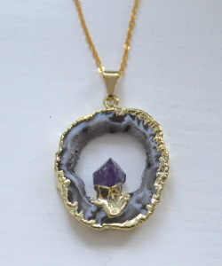 lulz-time:  Gold Dipped Geode SliceNecklace from