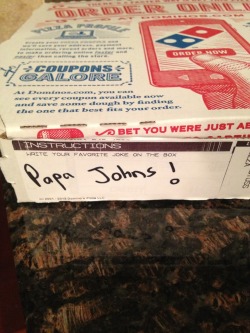 teamfreewifi:  whispers-from-my-panties:  so I ordered Dominos pizza  SHOTS FIRED 