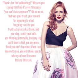 Jessica Chastain #ballbusting #caption