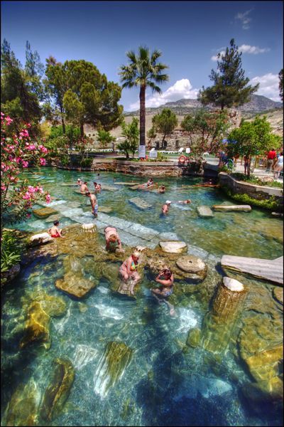 amediterranean:Cleopatra’s Pool (a.k.a., the Antique Pool), Pamukkale, Turkey.The ancient pool got t