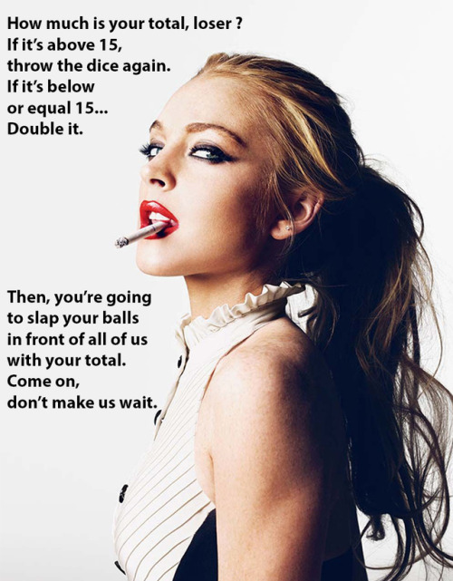 virginlosercaptions: The Goddesses love when you suffer for them !www.random.org/dice/https: