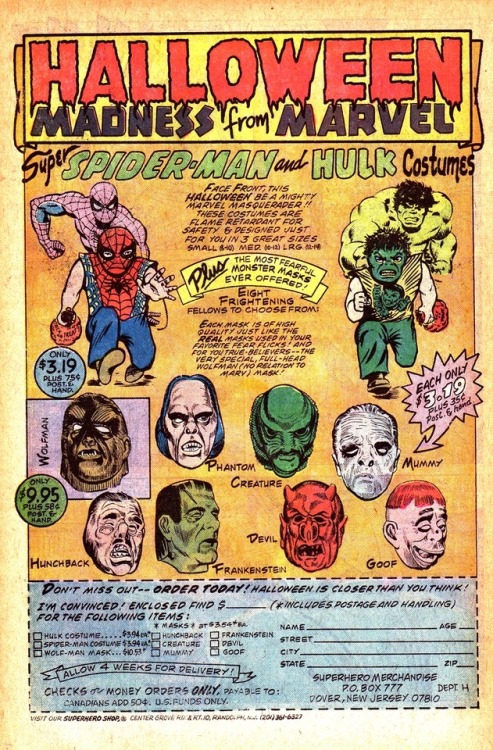 twentiethcenturykid:  THE BRONZE AGE OF HALLOWEEN  MARVEL EDITION Circa 1975 