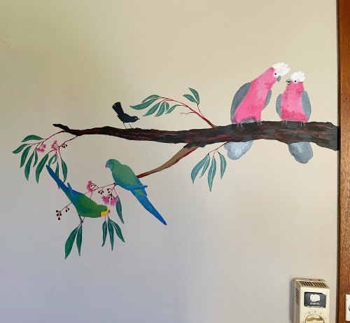 Birds I painted in my parents’ kitchen