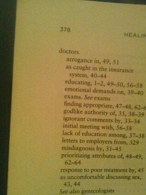 opheliadoris: hahaha this is the best passive-aggressive index for a book ever Haaaaaa! So rele