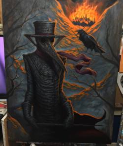 chetzar:  This painting is really kicking my ass but it’s very, very close to being finished. #fineart #art #chetzar #darkart #oilpainting #plaguedoctor