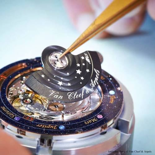 steampunktendencies:  If you’ve ever wondered when Jupiter will next be aligned with Mars, Van Cleef & Arpels has a watch that will tell you. Its new Midnight Planetarium Poetic Complication watch has six rotating disks, each bearing a tiny sphere