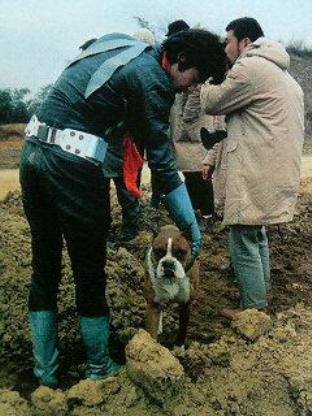 karatebugmen:  Some backstage photos from the original Kamen Rider Series you could