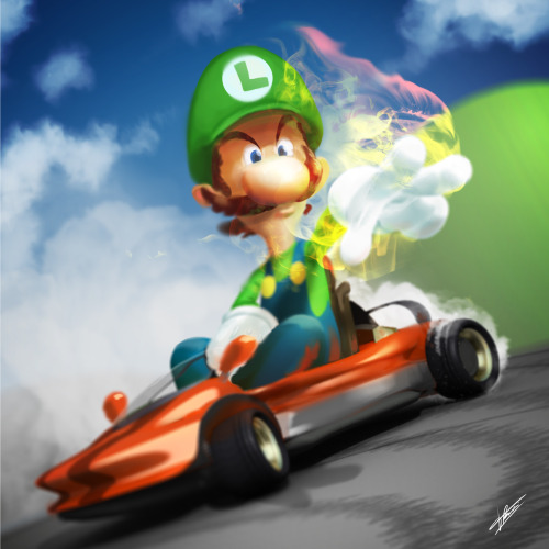 theredherb:  No More Shells for You!  by Tommaso Renieri Inspired by Luigi’s hatred.