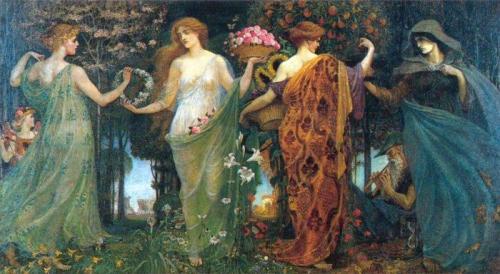 allesandersen:Walter Crane (1845 - 1915): The Masque of Four Seasons.Ca. 1905, oil on canvas.