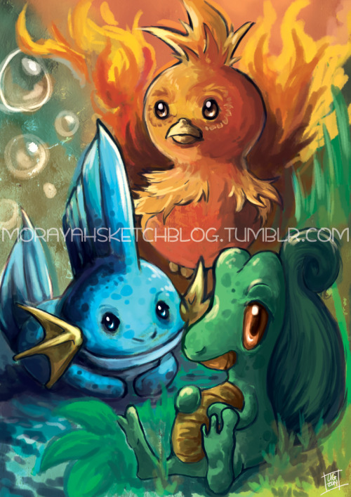  Part of a set I’ve been working on for ages, a series of paintings of the starters from every
