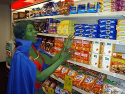 msjayjustice:  J’onn loves chocos. Lol! (couldn’t resist doing a silly set) serious J’onn photos here.Martian Manhunter is  Jay Justice. First 4 photos by Larry Smith of Beyond Creative Costumes. Last photo by Troy Nelson of Hero Dreams Photography.