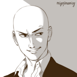 miyajimamizy:  Midnight sketch of Saitama doing his badass face and a smiley Human!GenosInstagram 