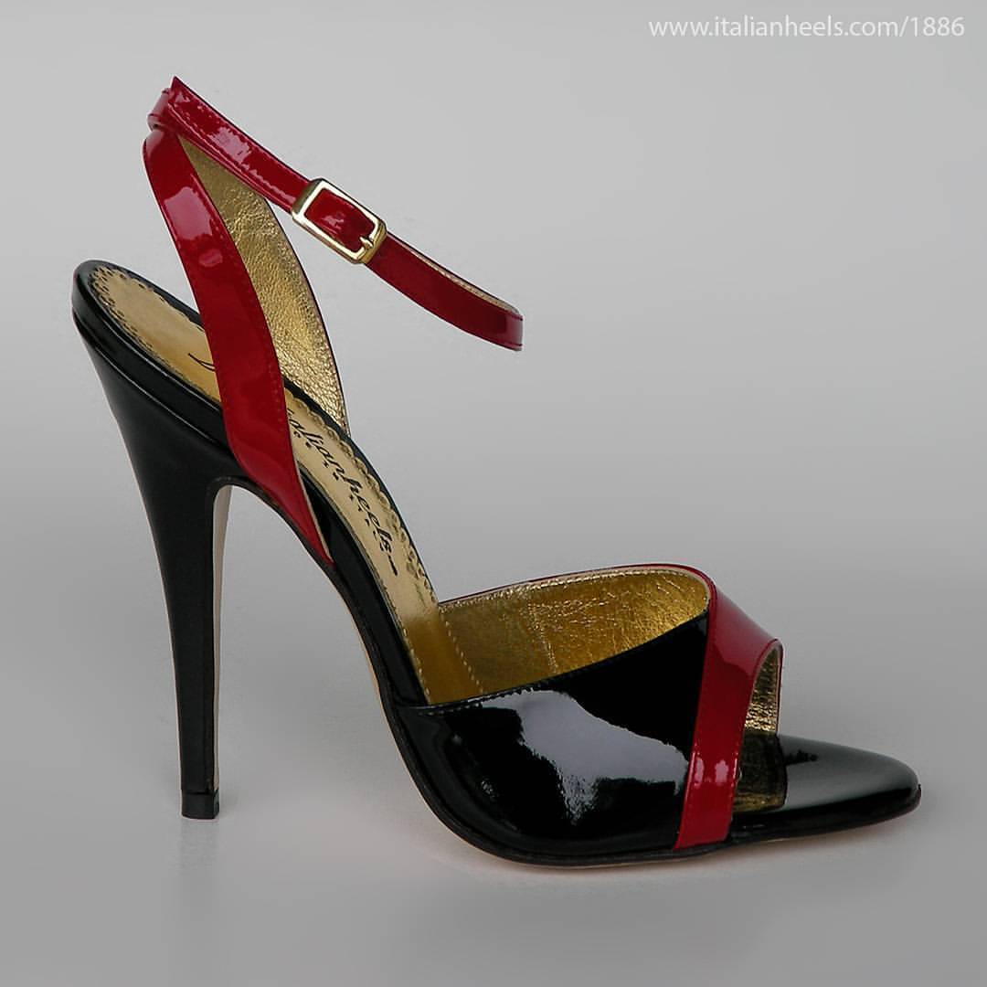 Black&Red patent leather 5inch high heels singlesole stiletto sandals ...
