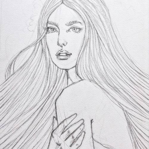 Generic long haired girl been a while ☹️ #art #pencil #vscocam