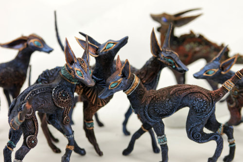 evgenyhontor: Anubis family. “Velvet Clay Studio”, Karhu, 2015. In my Etsy shop: ht