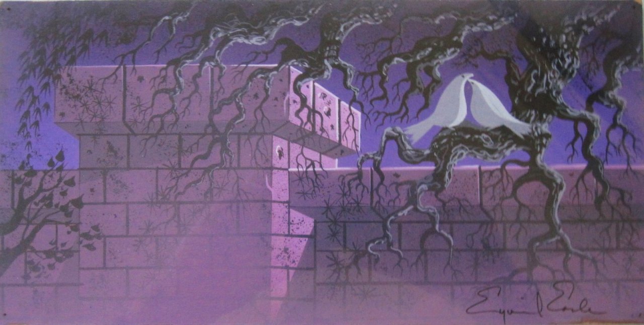the-disney-elite:  Eyvind Earle’s concept art for Walt Disney’s  Lady and the