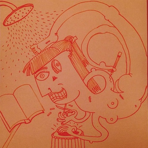 #multitasking is #comfortable  #drawing #redline #illustration #tanjamirkovicillustrations #linedraw