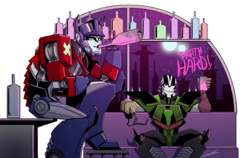 rinpin:  I was taking a break last night from comics to draw some more TFA Optimus stuff. This time its got Lockdown. Bounty hunting pair. 