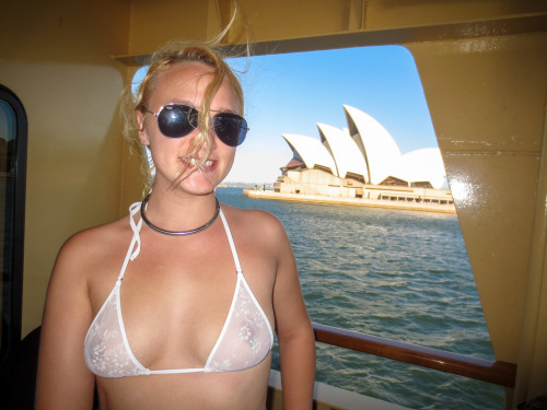 I visited Manly beach about a month back. Here are some pictures from my trip there via the ferry. It was a lot of fun catching people staring at me in my Wicked Weasel gear! I think I surprised a few people with my see-through bikini ;)