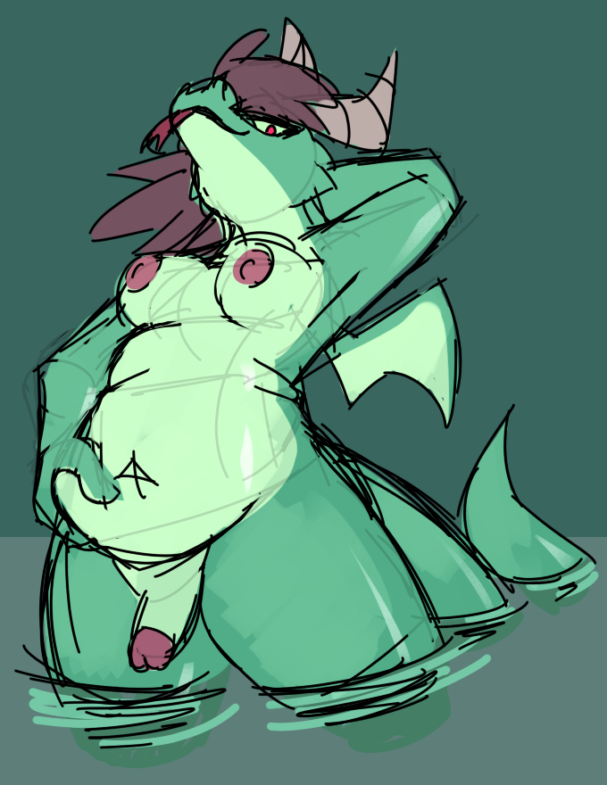 bunbums: got asked for a big trans dragon girlkeeping the sketch underneath because