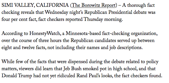 Fact Checking Reveals G.O.P. Debate Was Four Per Cent Fact