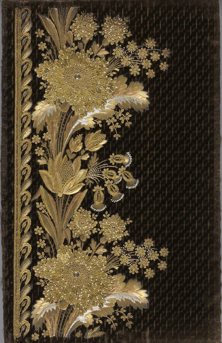 desimonewayland:  Brown cut and voided velvet with a small scale geometric pattern,