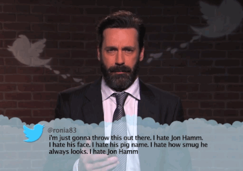 ixnay-on-the-oddk:  tastefullyoffensive:  Watch: Celebrities Read Mean Tweets About