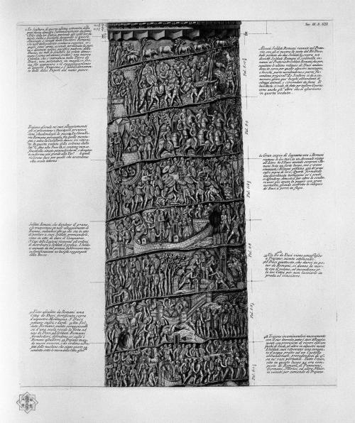giovanni-battista-piranesi:View of main facade of the Trajan Column, six boards together, Giovanni B